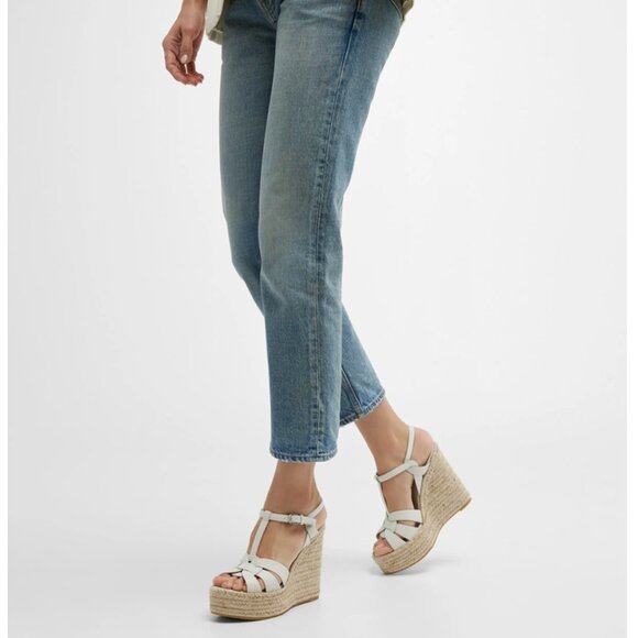 NEW Saint Laurent Tribute Espadrille Wedge Sandals YSL Metallic Silver Italy 36 - Picture 16 of 16